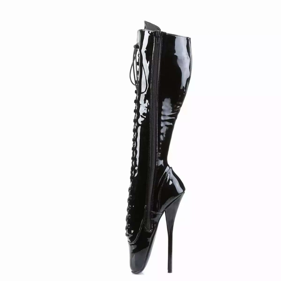 *  7 Spike Heel Patent Leather Ballet Single Sole Boots*