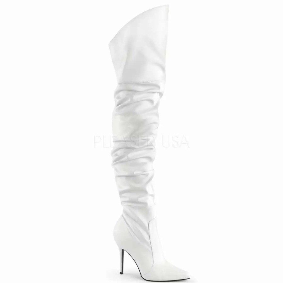 *  Pleaser 4 Heel Faux Leather Pointed Boots*