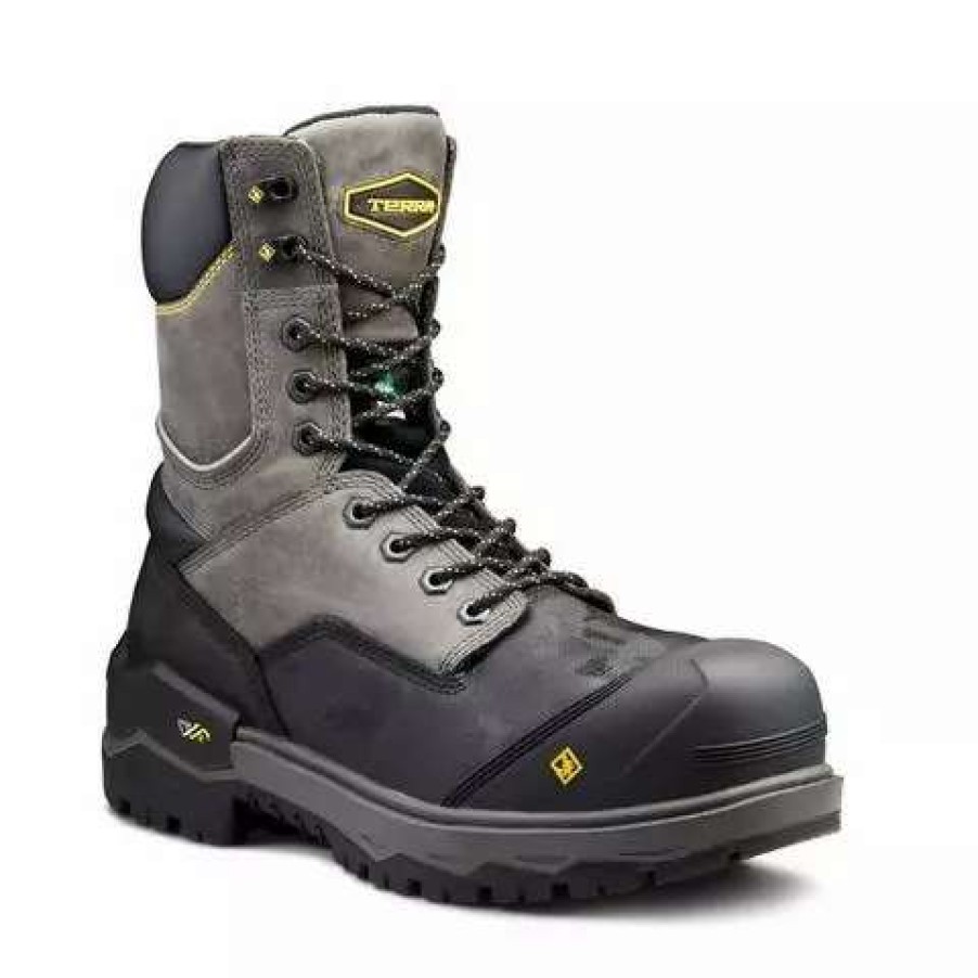 *  Terra Men’S Safety Work Boots Gantry 8 Rugged Leather Waterproof With Vibram Fire & Ice Sole | Sizes 7-16